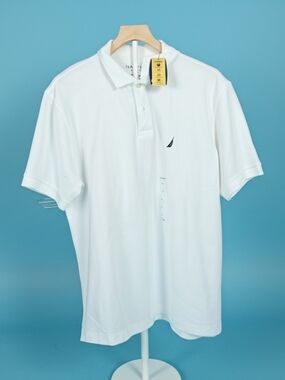 Nautica Men’s White Short-Sleeve Polo Shirt Size Large